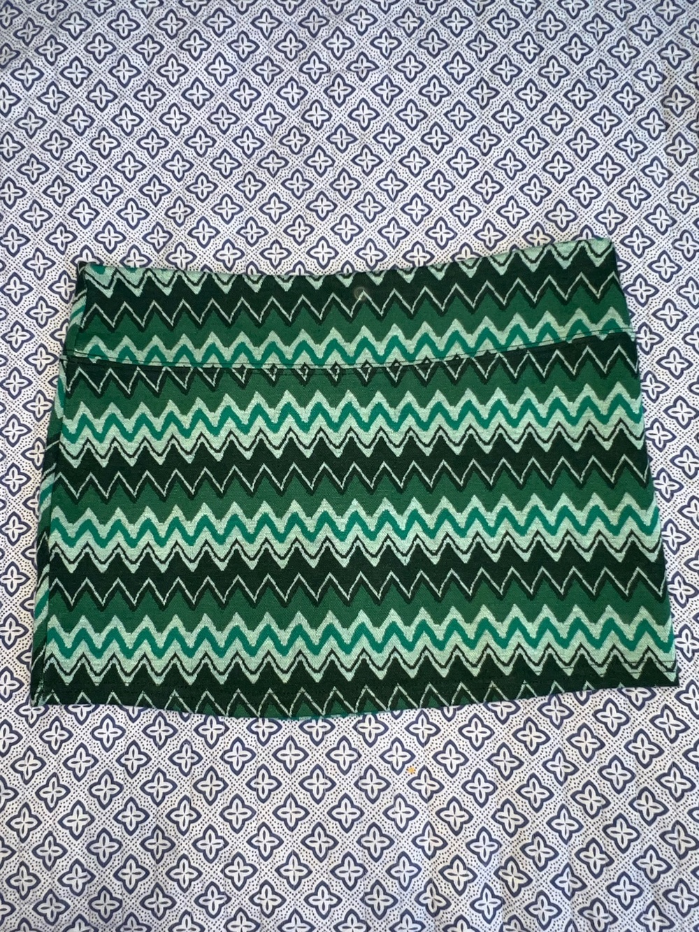 Vintage style Green Chevron Knit Mini Skirt